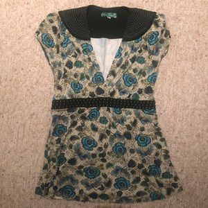 Eva Franco floral V-neck Anthropologie top
